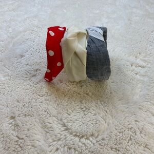 Girl Headband Trio Red Polka Dots + Cream + Blue and White Girl OS